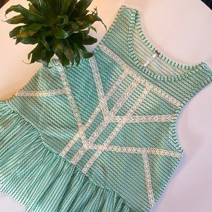 FREE PEOPLE lace striped peplum top